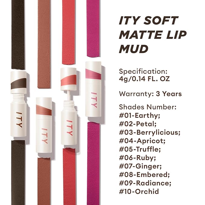 ITY Velvet Matte Finish Lip Stain-Mousse Textured Lip Clay, Red Shade, Conceals Lip Lines, Rich Pigment Lip Tint Lipsticks, 0.14 oz (4g) in Earthy, Ginger.-Velvo Beauty