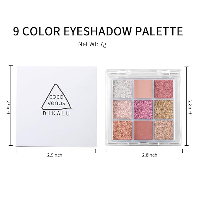 Erinde 9 Colors Eyeshadow Palette, Matte Shimmer Glitter Eye Shadow Palette Makeup, Highly Pigmented Long Lasting Waterproof, Natural Neutral Nude Eyeshadow Makeup Pallet, Sunset Glow-Velvo Beauty