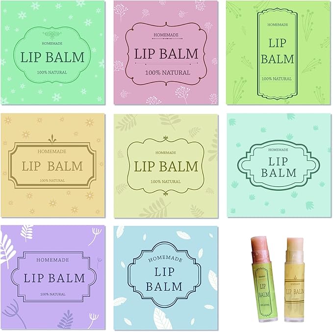 CRASPIRE Lip Balm Labels 80pcs Homemade Lip Balm Labels 2” Clear Lip Balm Labels for Tubes Printable Waterproof Lip Balm Stickers Labels for Lip Balm Handcream Candle Container（British Style-Color）-Velvo Beauty