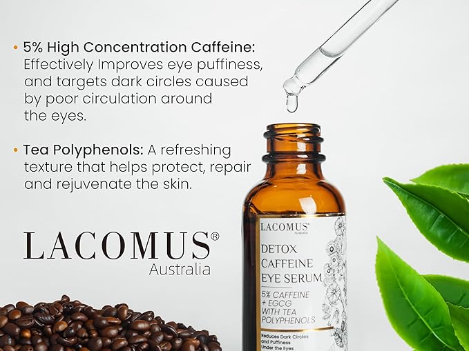 Advance Caffeine 5% + EGCG Serum for Brighter Eyes - Powerful Eye Contour Serum for Reduces Puffiness, Dark Circles, and Pigmentation - Hydrating and Smoothing Formula - LACOMUS Australia-Velvo Beauty