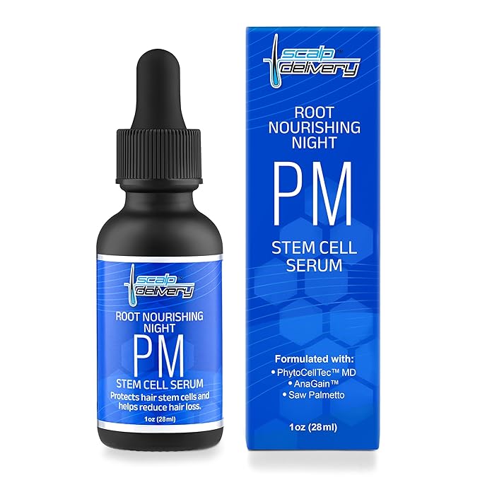 Stem Cell Serum for Men & Women - Helps Reduce Hair Loss - Strengthens & Thickens - Plant-Based - Combats Thinning Hair - Healthy Longer Hair - Root Nourishing Night (PM) - 28ml-Velvo Beauty
