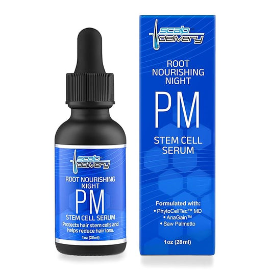 Stem Cell Serum for Men & Women - Helps Reduce Hair Loss - Strengthens & Thickens - Plant-Based - Combats Thinning Hair - Healthy Longer Hair - Root Nourishing Night (PM) - 28ml-Velvo Beauty