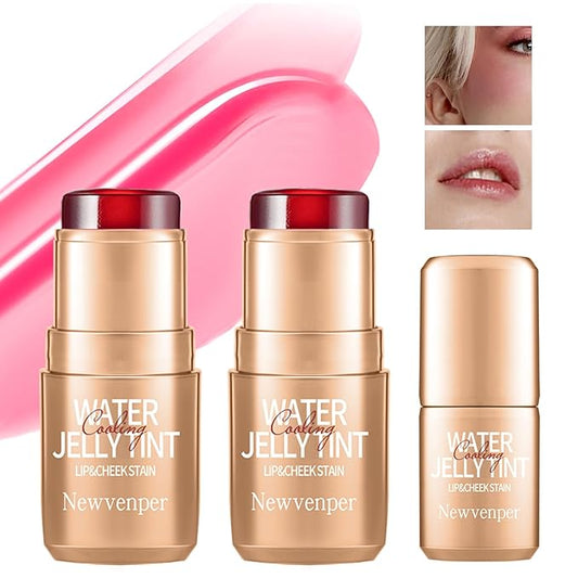 2PCS Jelly Blush Stick, Multi-Purpose Lip & Cheek Stick, Waterproof jelly tint, Moisturizing Cooling Water Jelly Tint Long Lasting cheek stain & lip tint for Women and Girls 01#-Velvo Beauty