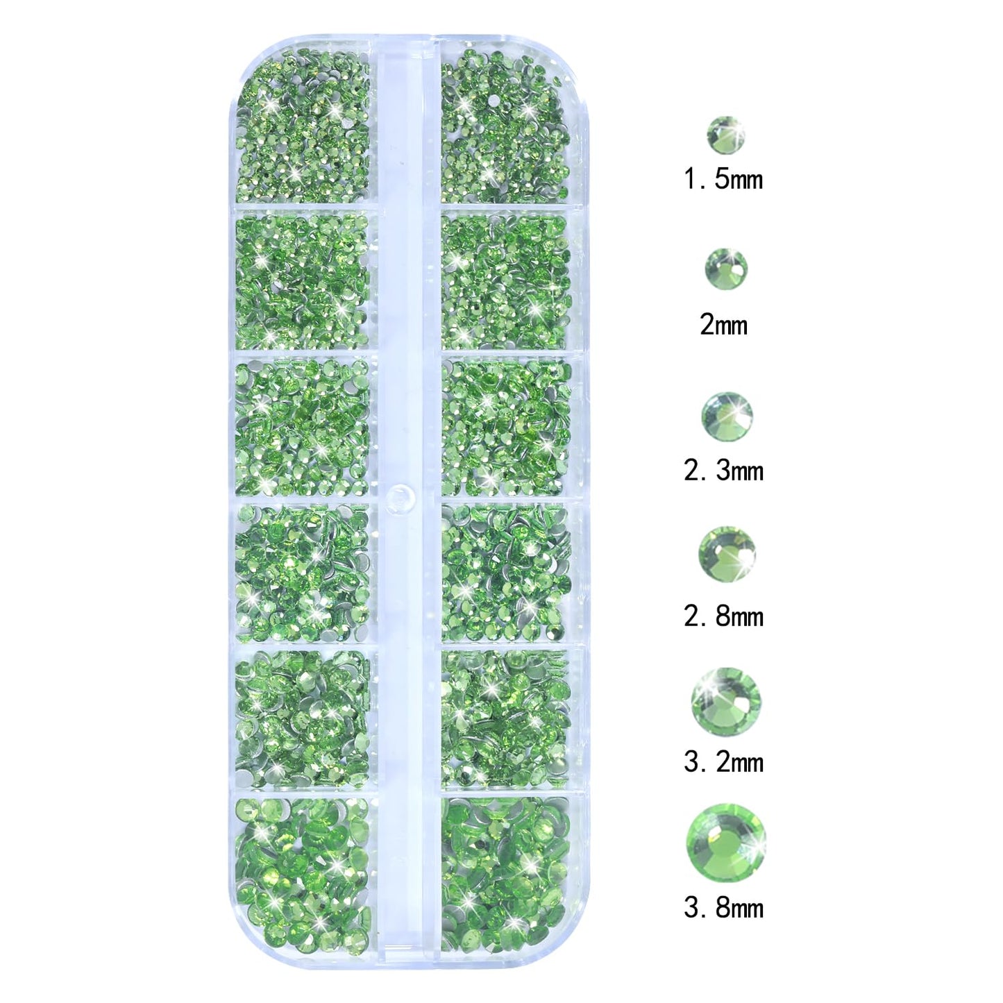 HNUIX Nail Rhinestones - 3D Multi Shape Size Crystal, Crystal Light Green, Flat Back, with Kit, for Nail Art, DIY Decorations-Velvo Beauty