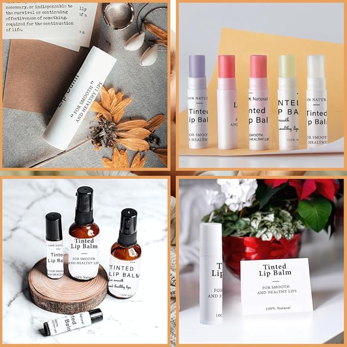 OLYCRAFT 100Pcs Self-Adhesive Lip Balm Tag Stickers 1.7x2.1 inch Waterproof Adhesive Label with Word Patterns Rectangle Lipstick Tag Sticker for Lip Balm Container Tubes Lipstick Wrapping Decoration-Velvo Beauty