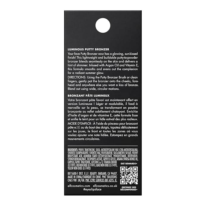 e.l.f. Luminous Putty Bronzer, Lightweight Putty-to-Powder Bronzer For A Radiant, Glowing Finish, Highly Pigmented, Vegan & Cruelty-Free, Day Trip-Velvo Beauty