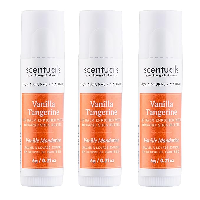 Lip Balm Vanilla Tangerine Set of 3, Made with Shea Butter, Cocoa Butter, Avocado & Jojoba oil, Beeswax, Vitamin E and Essential oil, Moisturizing Lip Care, Cruelty Free Hydration, Natural (3 Pack)-Velvo Beauty