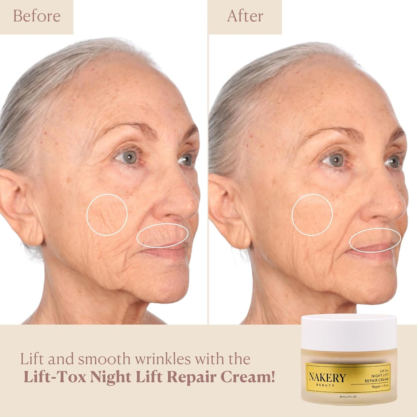 Nakery Lift-Tox Night Cream for Women - Overnight Anti Wrinkle Face Cream for Firmer & Smoother Complexion - Hydrating Night Cream for Women with Crepey Skin - Rich Night Face Cream for Mature Skin-Velvo Beauty