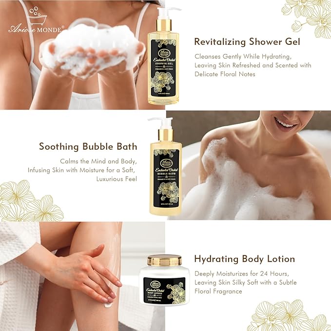 Spa Gift Baskets for Women, Gift Set for Mom Enchanted Orchid Scent, Home Spa Kit with Bubble Bath, Body Lotion, Bath Bomb, Bath Salt, Bath Gift Baskets, Birthday Gifts for Women-Velvo Beauty