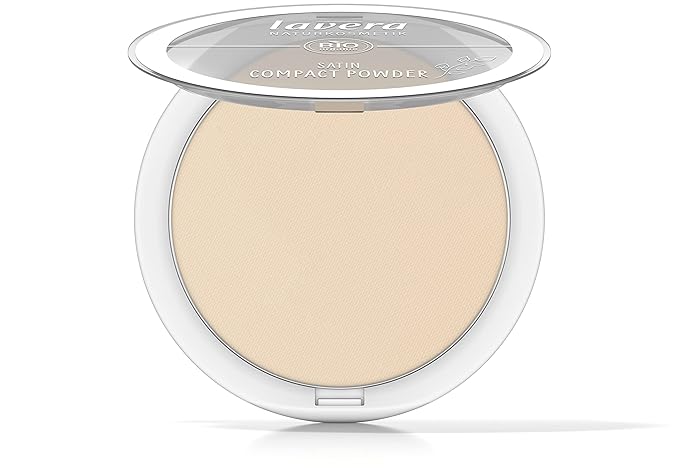 lavera Satin Compact Powder -Medium 02- nude - Almond Oil & Rice Powder - Vegan - Mattifying - Long-Lasting - Velvety Texture 0.32 Fl Oz-Velvo Beauty