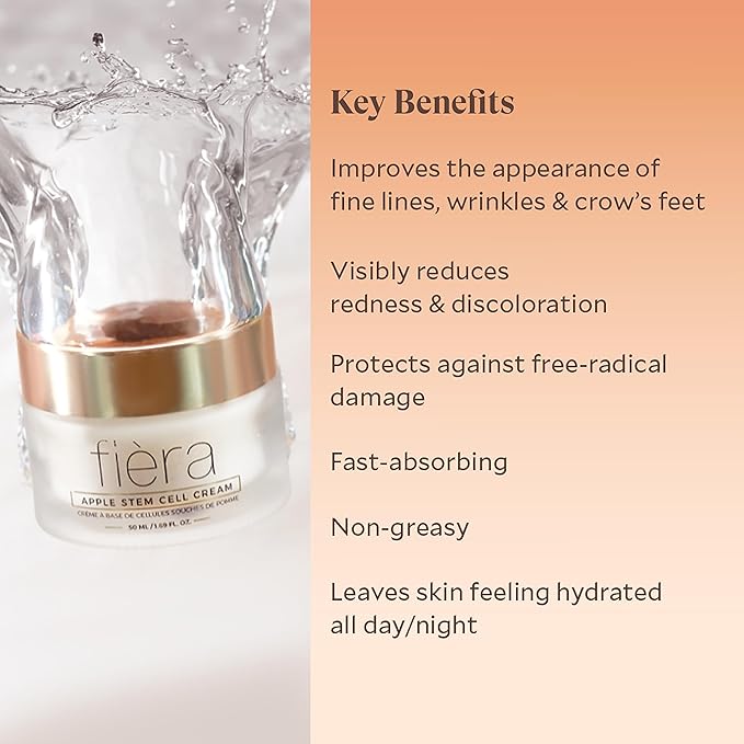 FIÈRA 24-Hour Rejuvenating Face Cream with Apple Stem Cells - Anti-Aging Moisturizer for Mature Skin, Day & Night Hydration, Improves Skin Tone, Texture, and Elasticity - 1.69 FL. OZ. / 50 ML-Velvo Beauty