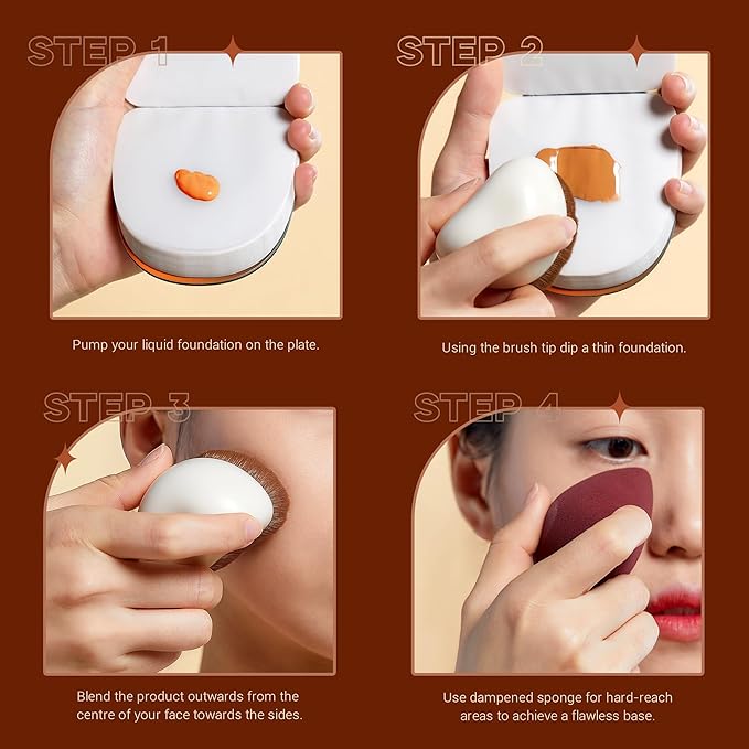 Jessup Makeup Brush Foundation Brush with Makeup Sponge 1pc Kabuki Brush for Liquid, Cream or Flawless Powder Cosmetic Face Boby Brush, T882-Velvo Beauty
