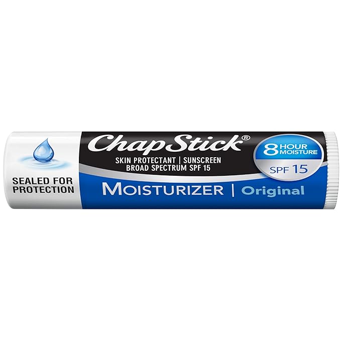 ChapStick Moisturizer Original Lip Balm Tubes, SPF 15 and Skin Protectant - 0.15 Oz (Pack of 3)-Velvo Beauty