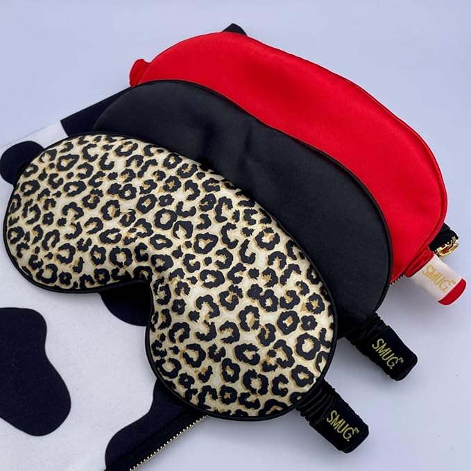 SMUG Satin Sleep Mask & Eye Mask | Travel Sleep Masks for Women & Men | Soft Sleeping Eye Mask to Nourish Skin & Reduce Dark Circles | Eye Sleep Mask Shades to Block Out Light | Red-Velvo Beauty