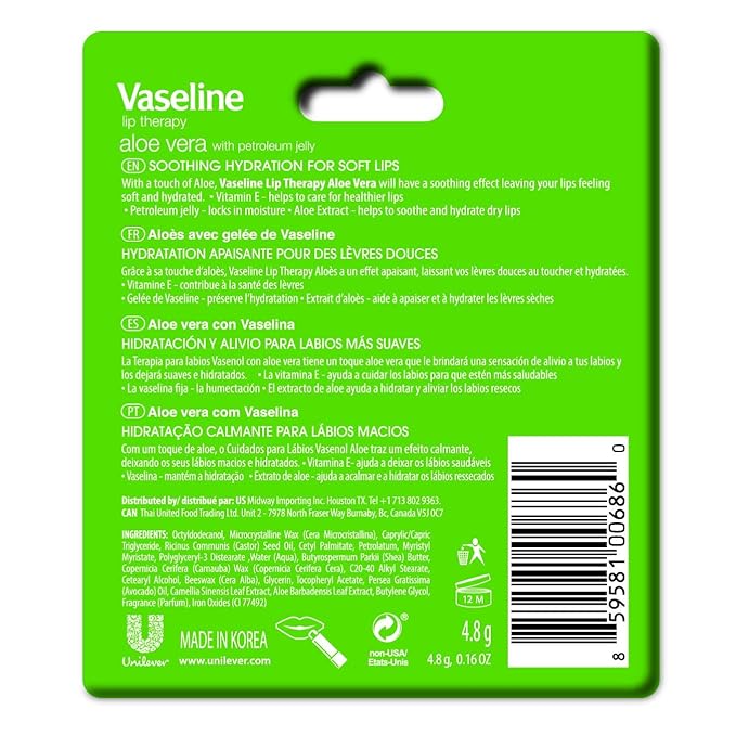 Vaseline Aloe Fresh Lip Therapy Stick- .16 oz-Velvo Beauty