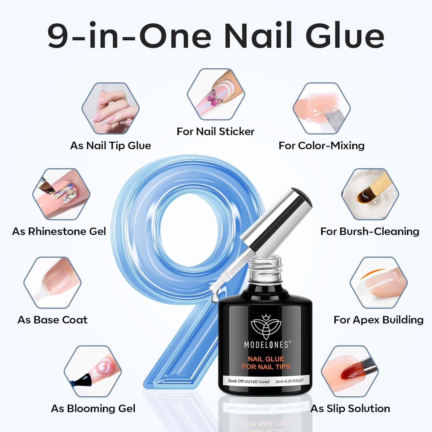 modelones Medium Almond Gel Nail Tips Kit, 9-in-One Nail Glue with Portable U V Lamp 216Pcs 12Sizes Pre-Etched Press ons Fake Acrylic Extension Kit DIY Salon Gift for Women-Velvo Beauty