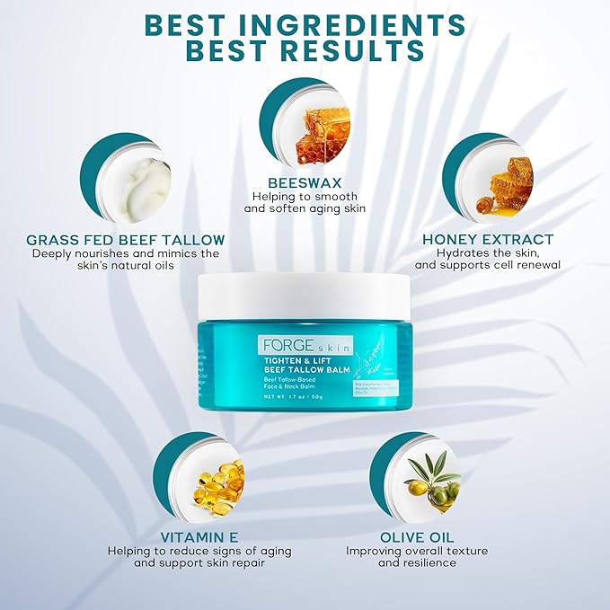 Original Tighten and Lift Cream Beef Tallow for Skin Women |Grass Fed Beef Tallow and Honey Balm for Face | Under Eye Firming Cream Tightening Lifting Sagging Skin Beef Tallow Moisturizer-Velvo Beauty