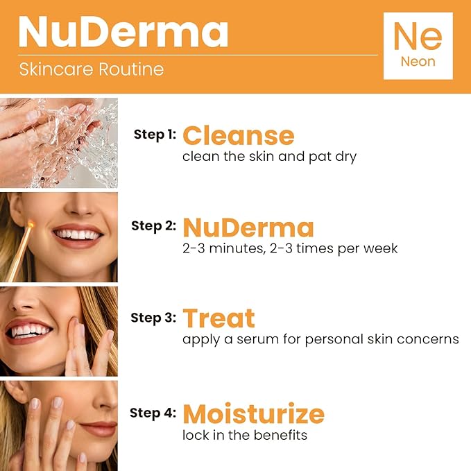 Pure Daily Care NuDerma Handheld Skin Therapy Wand Machine w/Neon – Anti-Aging - Skin Tightening - Wrinkle Reducing - Dark Circles – Clarifying - Hair & Scalp Stimulator-Velvo Beauty