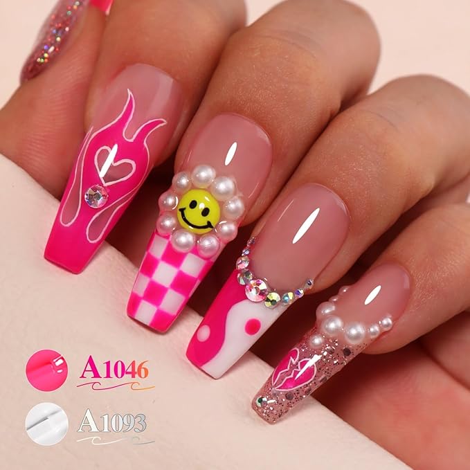 Double Rhythm 0.50 OZ Translucent Gel Polish Same Color Same Bottle Sheer Pastel Neutral Natural Milky 15 ML Jelly UV Nail Art DIY at Home (Cherry Rose-A1046)-Velvo Beauty