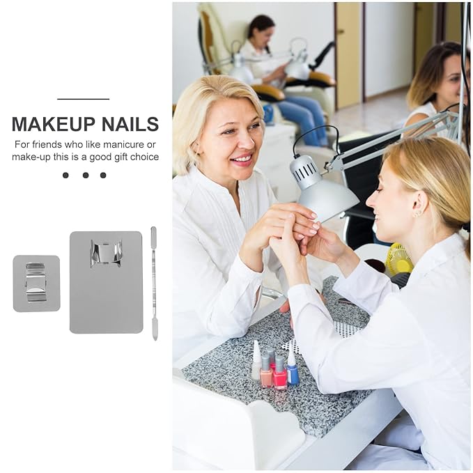 Stainless Steel Cosmetic Mixing Makeup Palette with Makeup Spatula Cosmetic Makeup Palette with Rings Holder Foundation Palette Makeup Art Tool For Nail Art,Makeup 3pcs Set-Velvo Beauty