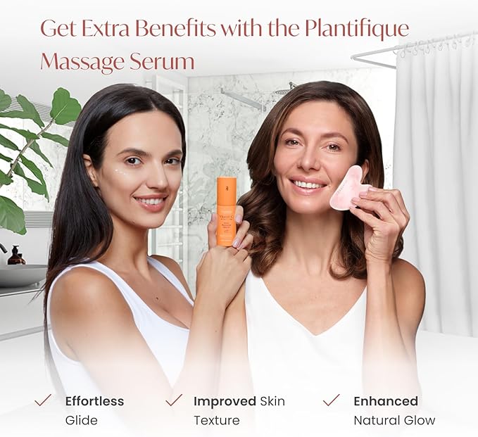 PLANTIFIQUE Rose Quartz Gua Sha Tool – Anti-Aging Face Massager & Jawline Shaper for Skincare Routine – Facial Massage & Skin Care Gift-Velvo Beauty