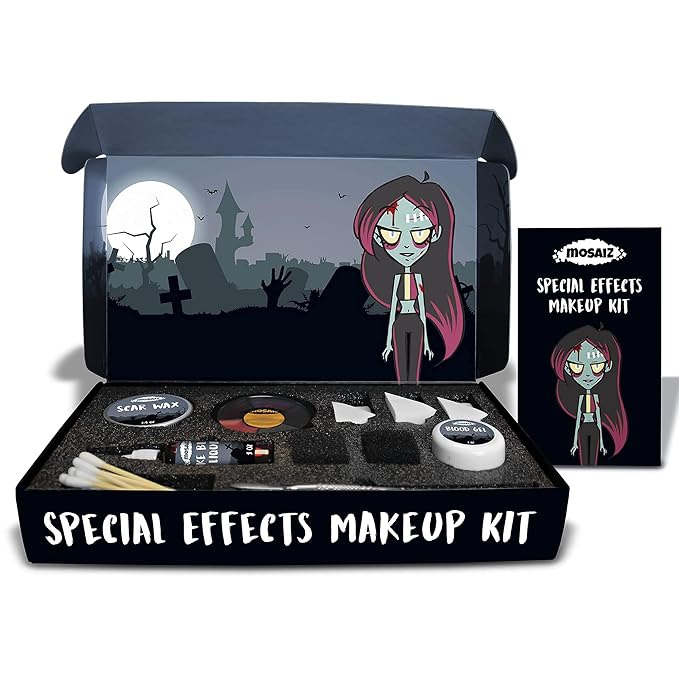 SFX Makeup Kit, Special Effects Makeup Kit with Fake Blood and Scar Wax, Makeup Sponges and Skin Spatula, Zombie Makeup Kit-Velvo Beauty
