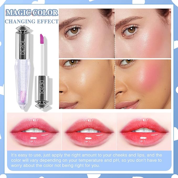 Color Changing Clear Liquid Blush for Cheeks and Lips, Moisturizing Multi-use Rouge Blush Gel, Magic Tinted Balm Waterproof Transparent Cream Liquid Blush, Glossy Shiny Finish Korean Blush Makeup -5ml-Velvo Beauty