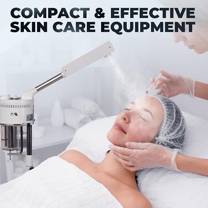 Buy-Rite 2-in-1 Marie Ozone Facial Steamer, 5 Diopter Magnifying Lamp, Fully Adjustable Height, 360' Swivel, Timer and Automatic Shut-Off, Large Star Base with Wheels, MEI-2001A-Velvo Beauty