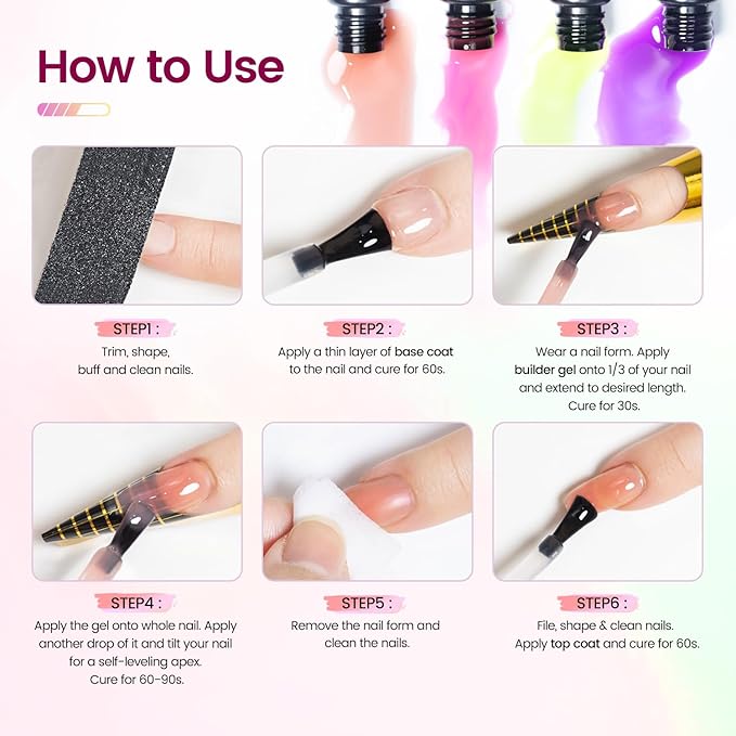 JODSONE Builder Gel Nail Kit with U V Light Base Top Coat 21 Colors High Shine Builder Gel and 100 PCS Extension Stickers-Velvo Beauty