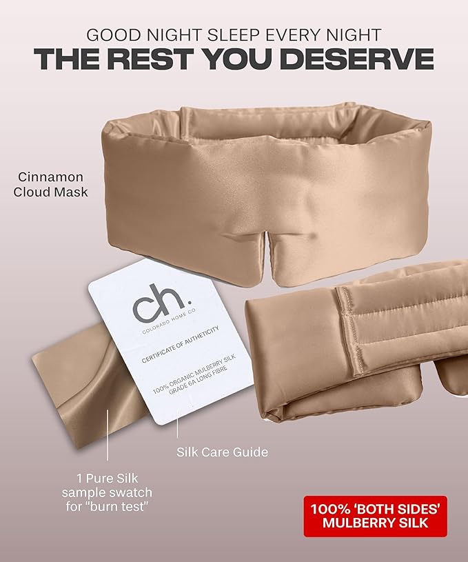 SUNDAYSILKS™ | Adjustable Silk Sleep Mask for Side Sleeper | Cloud-Like Comfort, Weighted for Deep Sleep | Soft Sleep Face Mask for Women & Men, Full Blackout, Cooling Silk Eye Mask for Sleeping-Velvo Beauty