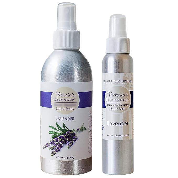 Victoria's Lavender Pillow and Linen Spray Mist (8 oz) and Aromatherapy Body Mist (4 oz) - After Sun Solar Recovery Spray with Aloe Vera and Lavender Essential Oil - Set of 3 – Made in the USA-Velvo Beauty
