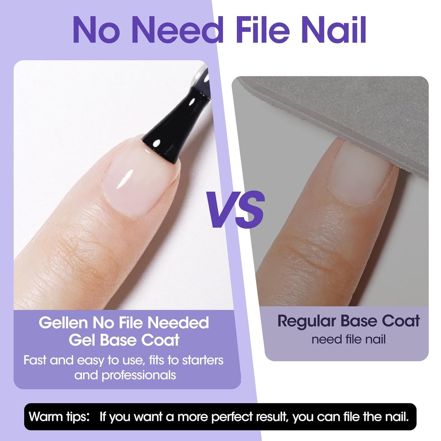 GELLEN Gel Base Coat, 18ml No Sanding Needed Clear Gel Nail Polish, Nail Salon Manicure Nail Base Coat Polish, Gift for Women-Velvo Beauty