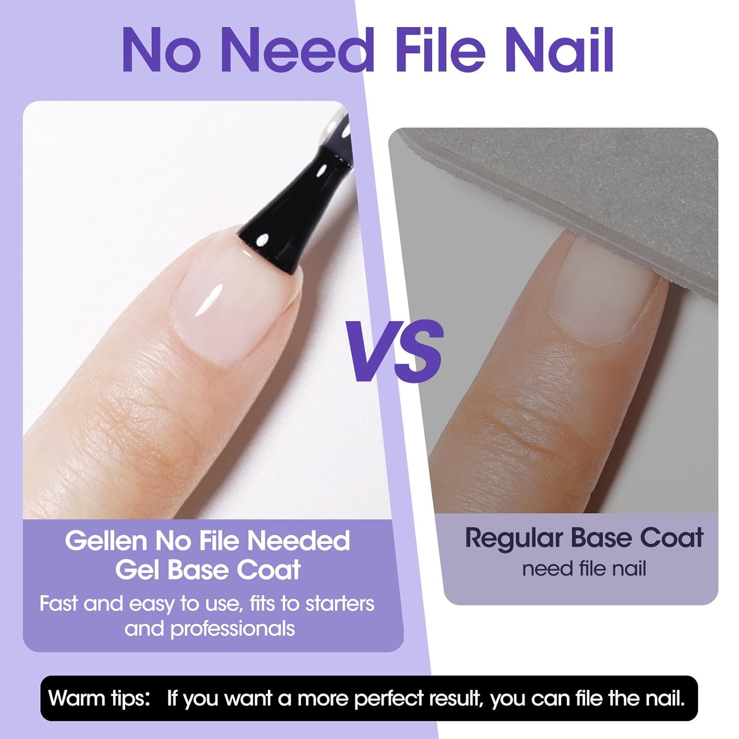 GELLEN Gel Base Coat, 18ml No Sanding Needed Clear Gel Nail Polish, Nail Salon Manicure Nail Base Coat Polish, Gift for Women-Velvo Beauty