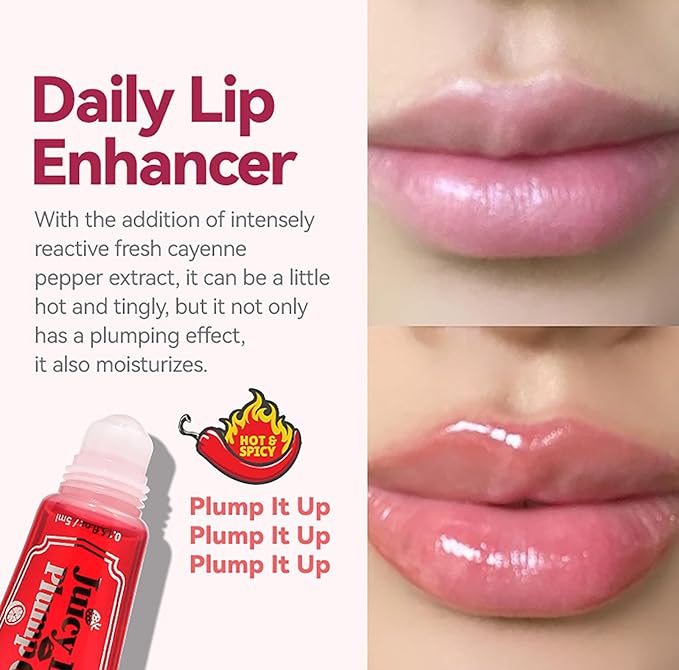 Lip Plumper Lip Gloss, Instant & Long-Term Lip Plumper, Roll On Lip Plumping Lip Gloss, Extreme Lip Plumper, Maximum Plump Extra Strength Lip Plumper for Women (#05)-Velvo Beauty