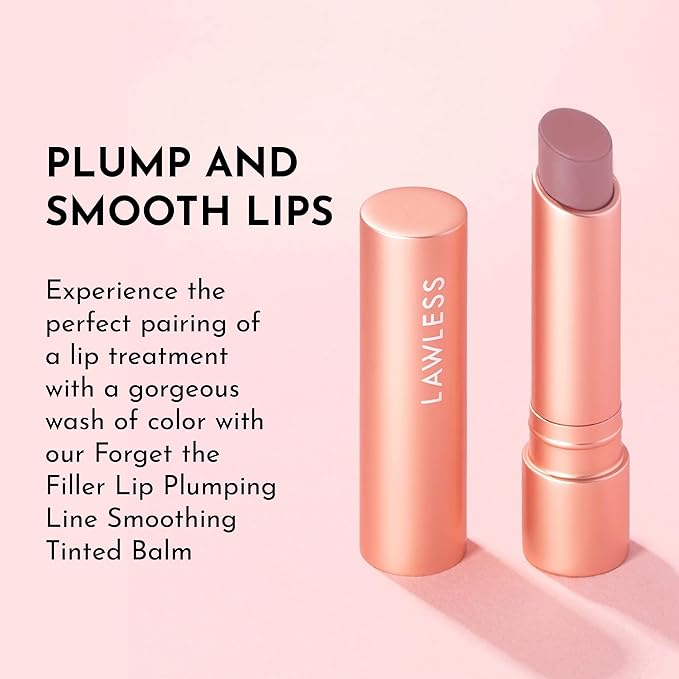 LAWLESS Forget the Filler Lip Plumping Line Smoothing Tinted Balm, Whisper, Pink, 0.09 Ounce-Velvo Beauty