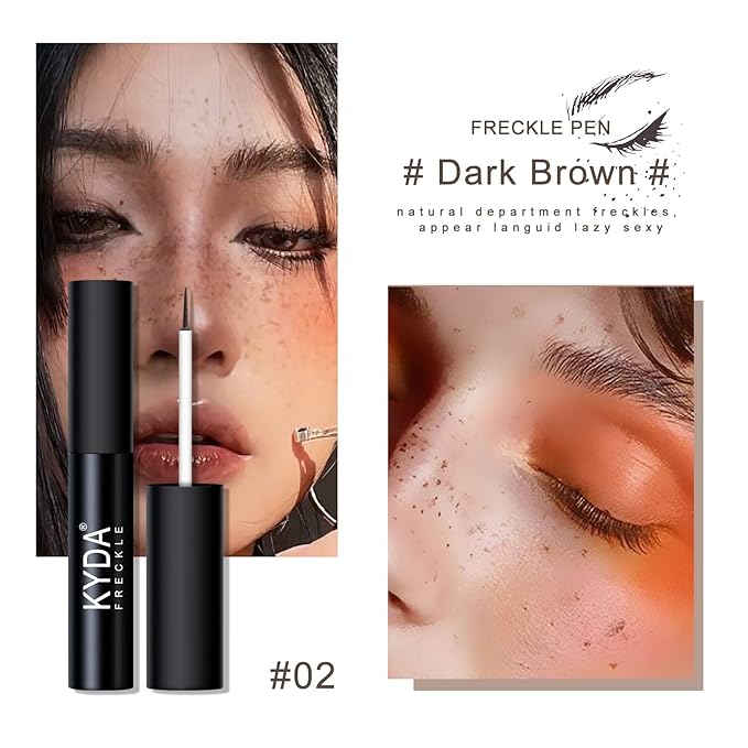2 Colors Liquid Freckle Pen, Natural Like Freckle Makeup Pen Soft Dot Spot, Waterproof and Smudgeproof Quick Dry for Instant Create Realistic Freckles Make Up(Dark Brown+Light Brown)-Velvo Beauty