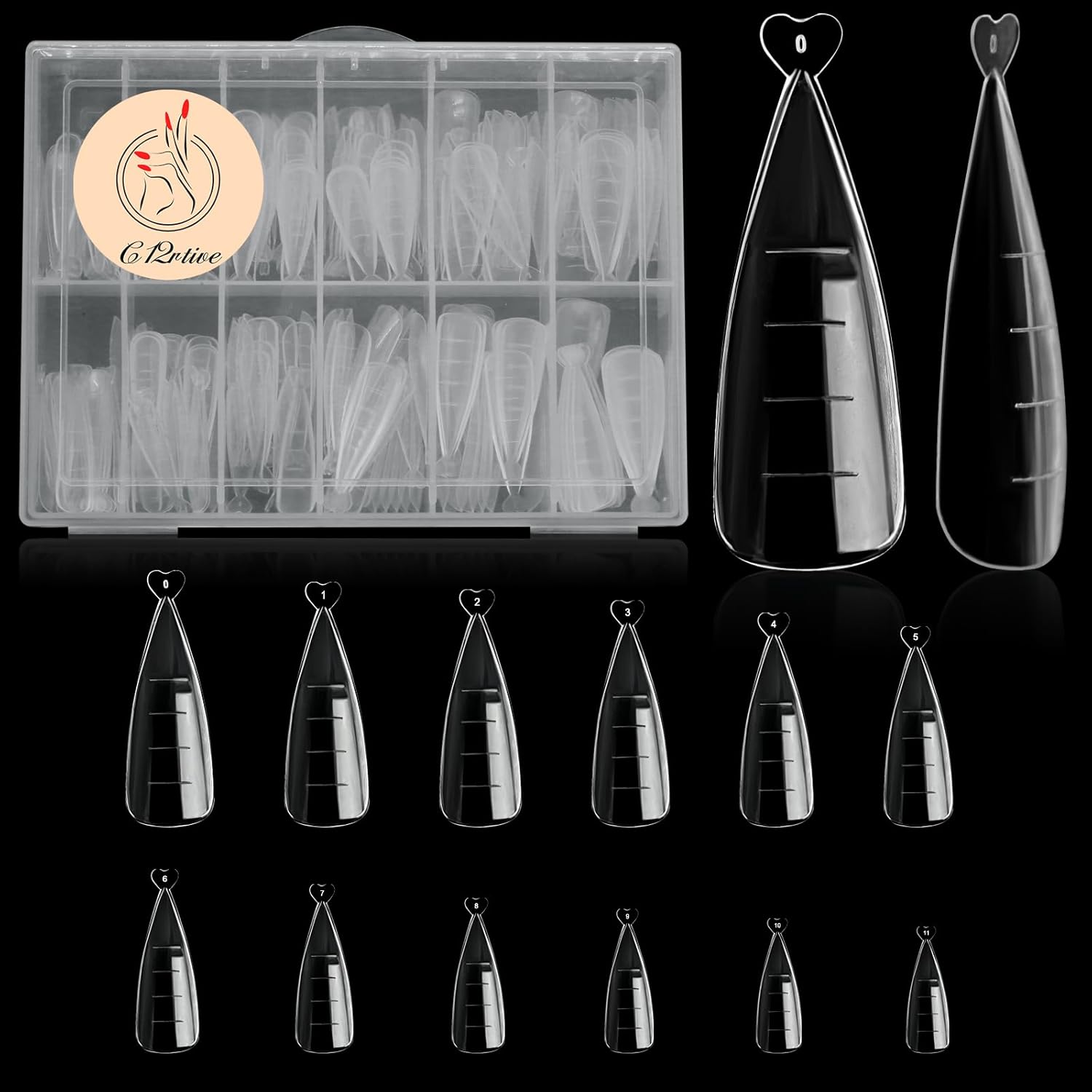 120Pcs Dual Nail Forms,Flat Stiletto Extension Poly Nail Gel Nail Forms Full Cover Reusable Nail Molds 12 Sizes for Solid Nail Gel Glue Nail Art Design Salon&DIY-Velvo Beauty