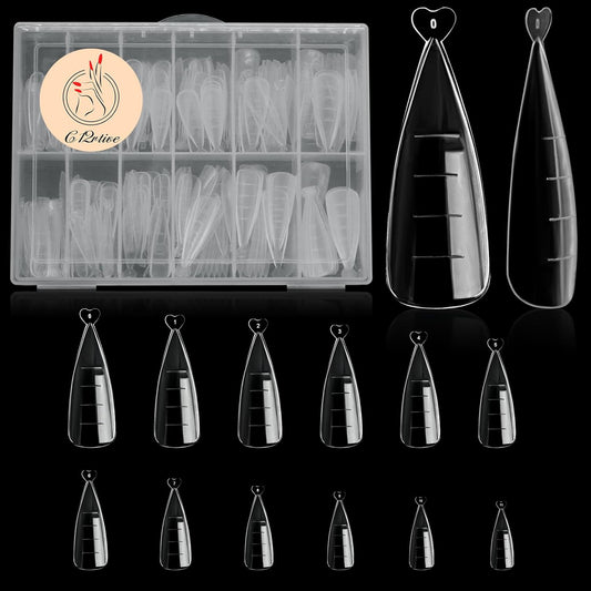 120Pcs Dual Nail Forms,Flat Stiletto Extension Poly Nail Gel Nail Forms Full Cover Reusable Nail Molds 12 Sizes for Solid Nail Gel Glue Nail Art Design Salon&DIY-Velvo Beauty
