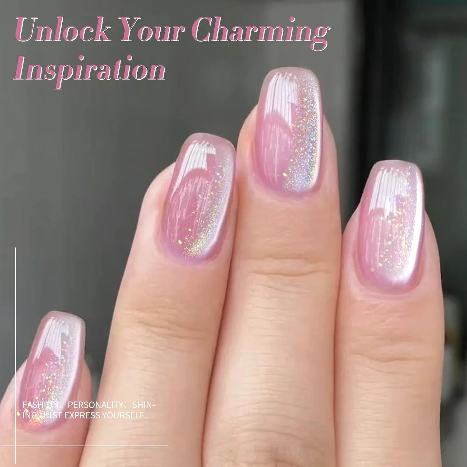 BORN PRETTY Pink Cat Magnetic Eye Gel Nail Polish Rainbow Holographic Moonlight Glass Magnetic Gel Nail Polish 15ML-Velvo Beauty