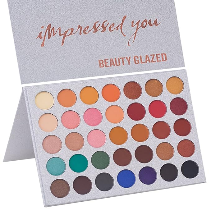 35 Colors Eyeshadow Palette with 7Pcs Makeup Brushes Set, All in One Makeup Kit Matte Shimmer Pigmented Eye Shadow Pallete Waterproof Powder Natural Nude Naked Smokey-Velvo Beauty