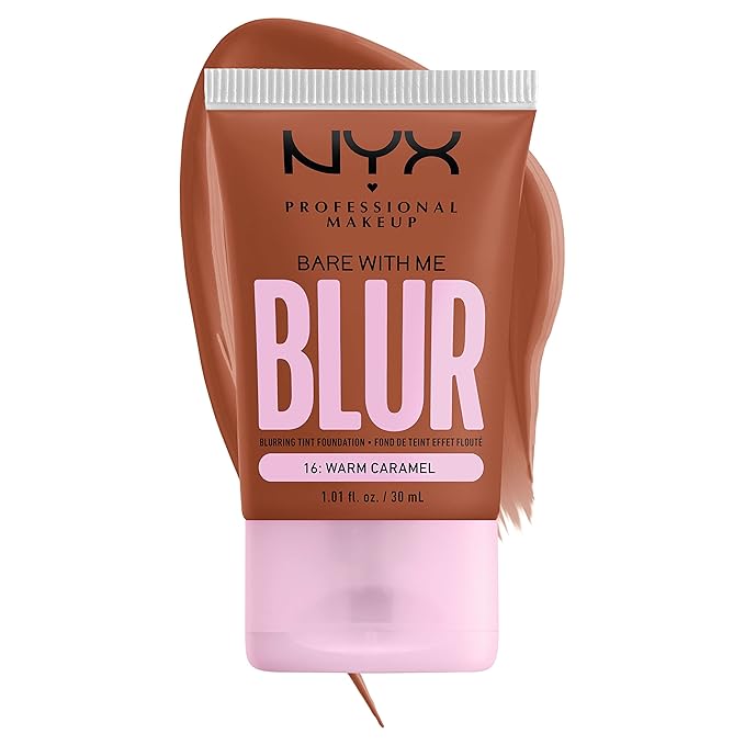 NYX PROFESSIONAL MAKEUP Bare With Me Blur Skin Tint Foundation Make Up with Matcha, Glycerin & Niacinamide - Warm Caramel-Velvo Beauty