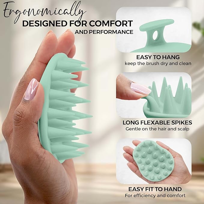 Fiora Naturals Scalp Massager Shampoo Brush - Silicon Scrubber & Exfoliator for Dandruff Removal and Hair Growth, Brush for Wet & Dry Hair, for Men, Women, Kids - BPA Free-Velvo Beauty