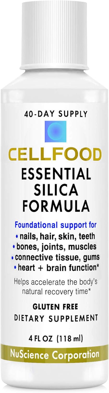 Cellfood Essential Silica Anti-Aging Formula, 4 fl oz - Supports Healthy Bones, Joints, Hair, Skin, Nails, Teeth & Gums - Easy to Absorb Liquid - Gluten Free, Thiaminase Free, Non-GMO - 40-Day Supply-Velvo Beauty