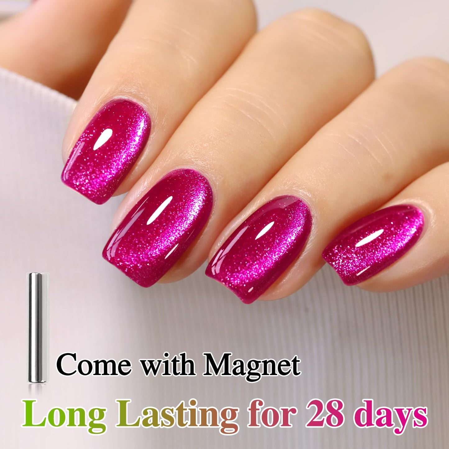 Double Rhythm 15ML Ice Glass Cat Eye Gel Polish with Magnet Holographic Glitter Shimmer Translucent Sheer Color Salon Soak Off Magnetic at Home (Pitaya Purple-MC1072)-Velvo Beauty