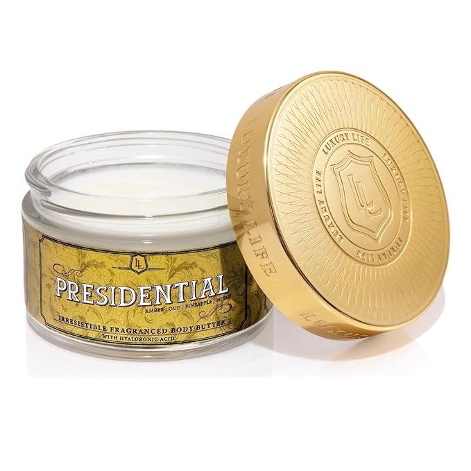 LUXURY LIFE BUTTER - Irresistibly Scented Body Butter with Hyaluronic Acid for Ultimate Moisture. Luxurious Natural Fragrance. Hydrates for a Non-Greasy Glamorous Glow, Presidential, 5 oz.-Velvo Beauty