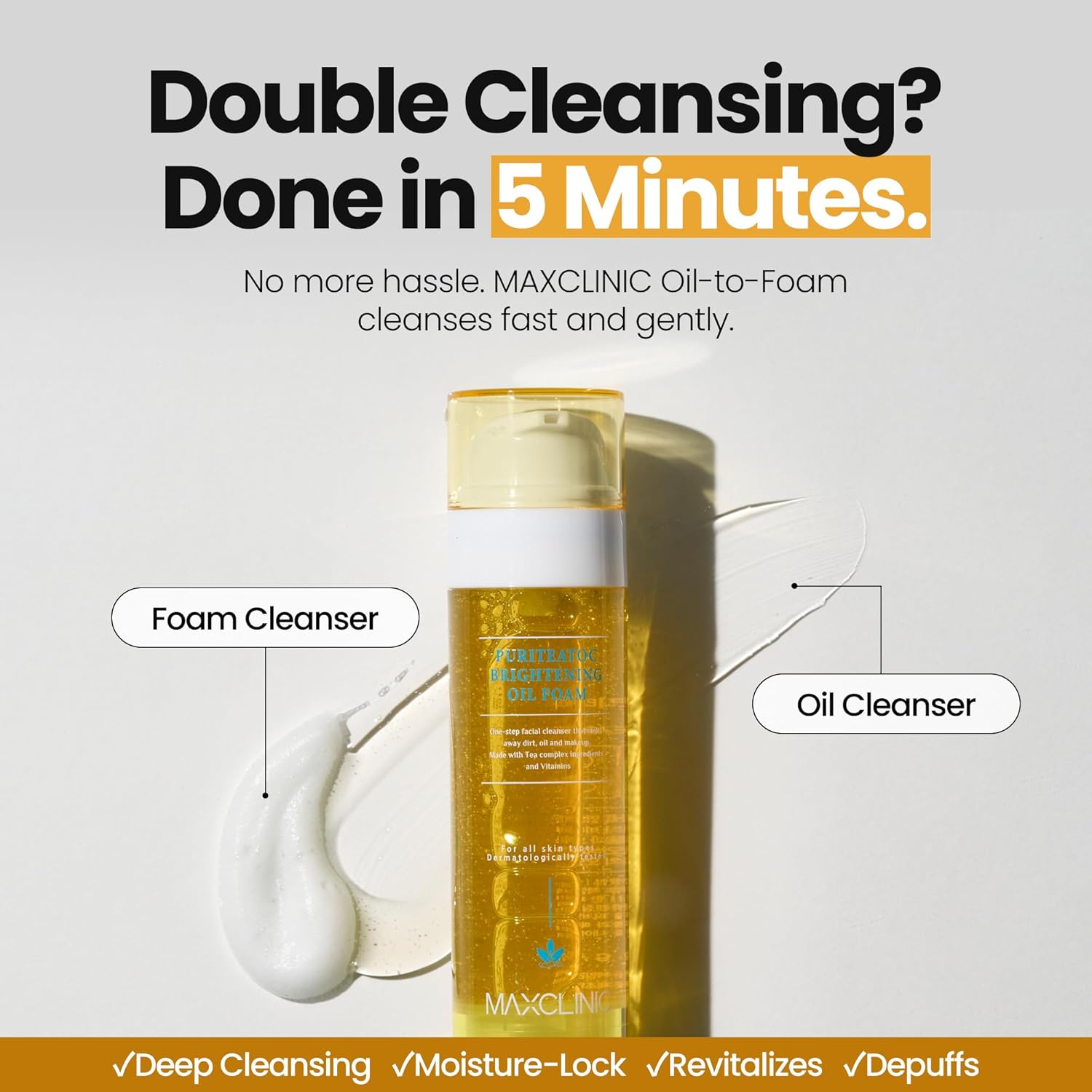 [K-Beauty] PuriteaToc Oil to Foam - All-in-One Korean Face Wash OilBased Foaming Facial Cleanser - Deeply Hydrating & Moisturizing Makeup Deep Cleansing Oil for Dull Skin (3.88 fl oz)-Velvo Beauty