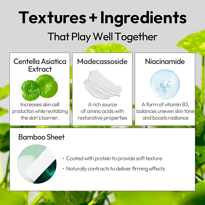 LAPCOS Cica Sheet Mask, Daily Face Mask with Cantella Plant Extract to Regenerate and Revitalize Skin, Korean Beauty Favorite, 5-Pack-Velvo Beauty