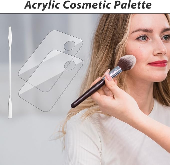3 Pcs Acrylic Makeup Palette with 3Pcs Makeup Spatula, Makeup Palette Tray Apply for Foundation Eye Shadow Lipsticks Nail Art Professional Pigment Blending-Velvo Beauty