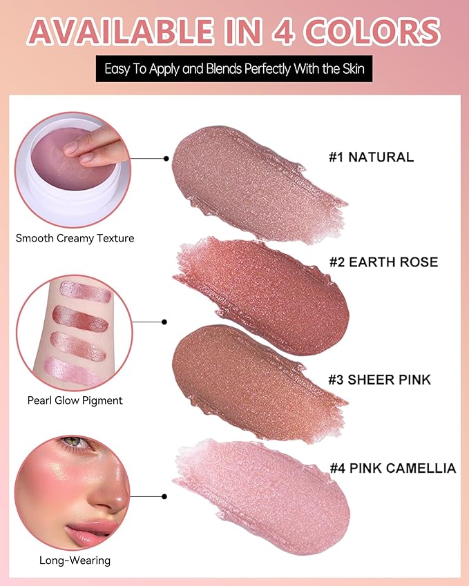 Multi Glow Balm,Miracle Glow Balm Tinted Face Creamy Blush for Cheeks Lip Eye,Hydrating Lightweight & Blendable Color,Shimmer Blusher Facial Makeup,Mother's Day Gift for Women Girl -03 Sheer Pink-Velvo Beauty