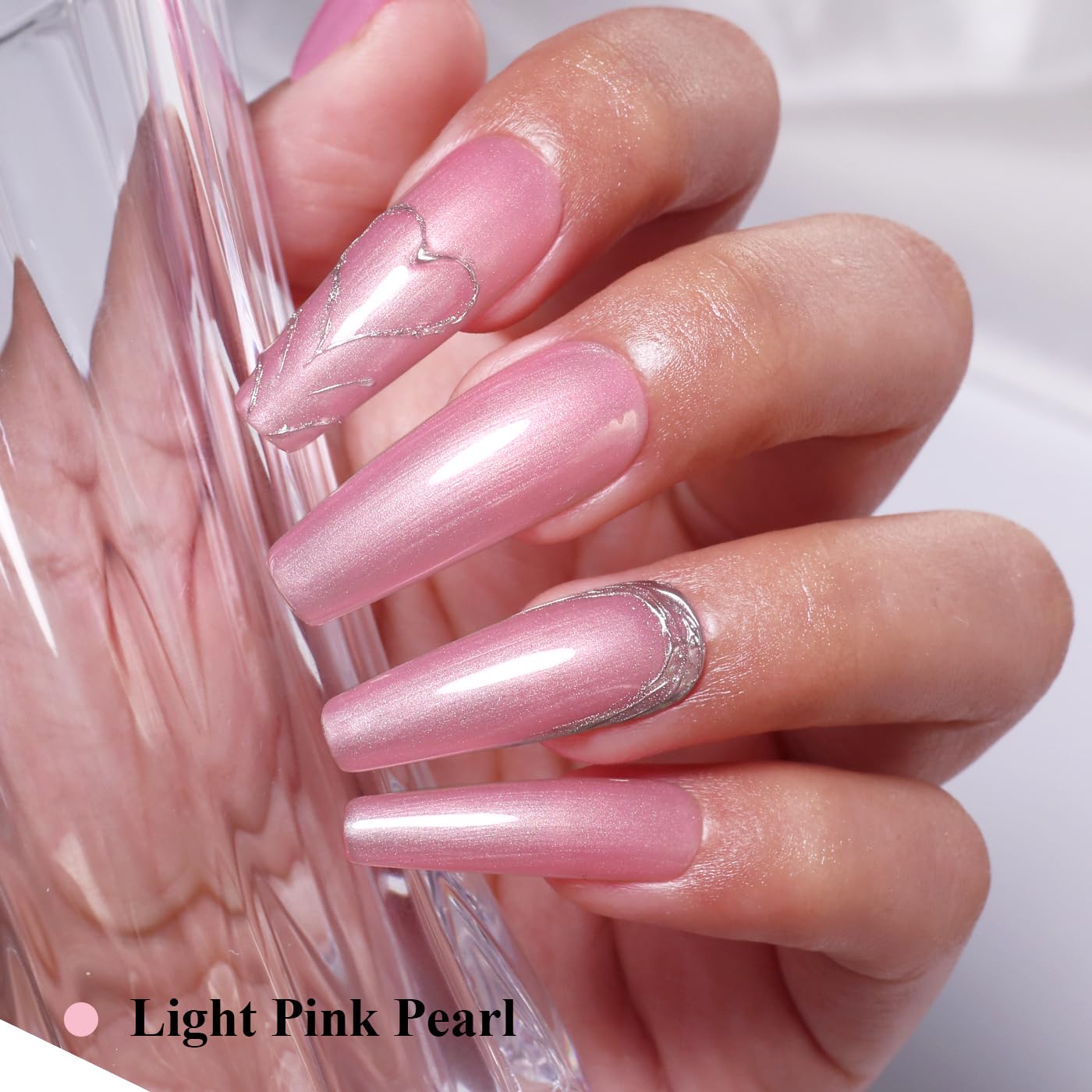 Imtiti Glitter Gel Nail Polish, Light Pink Pearl Glitter Nail Gel Polish Diamond Shimmer Sparkle Soak Off UV LED Spring Summer Manicure 10ML-Velvo Beauty